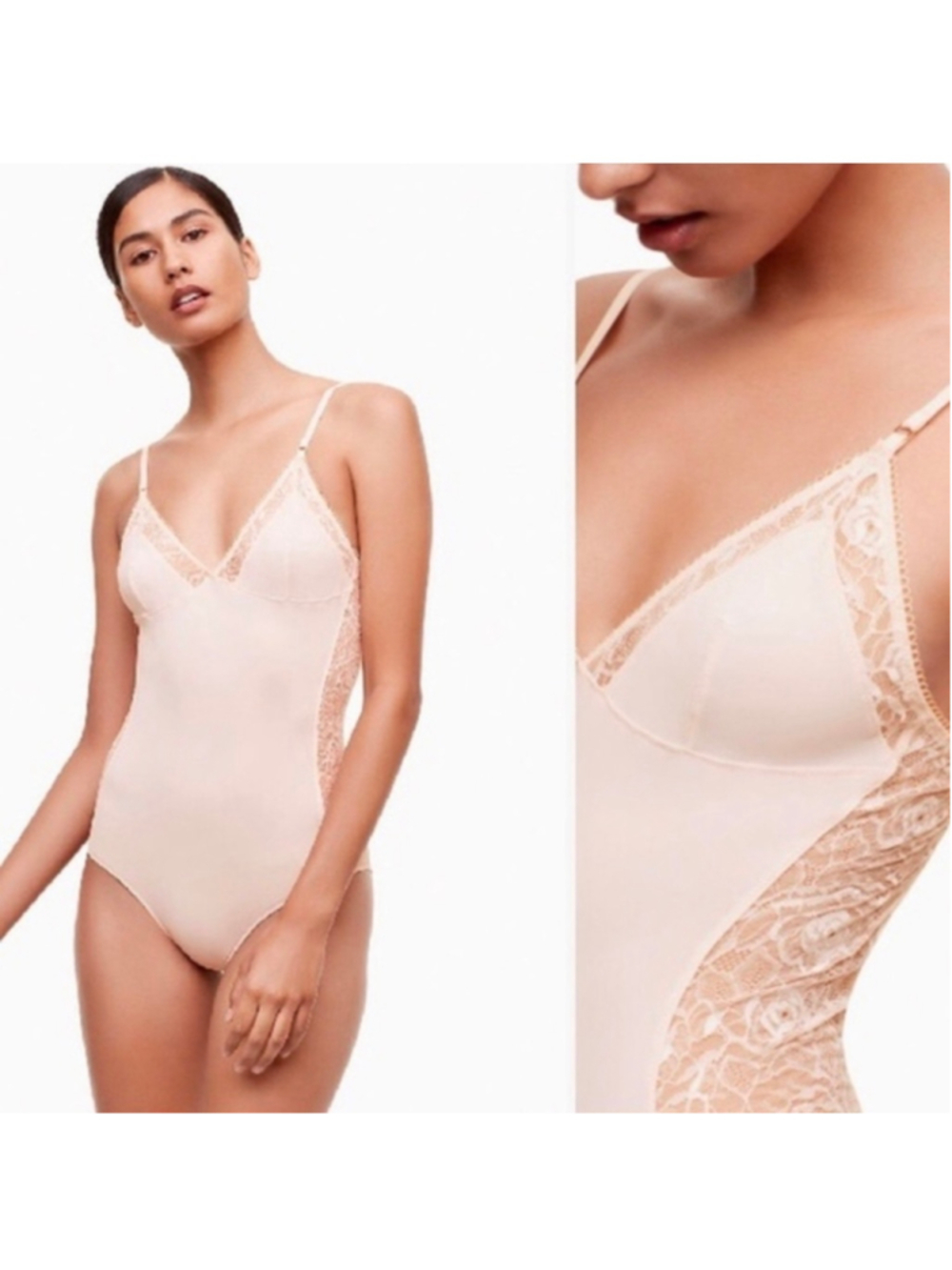 Wilfred Meridon Lace Bodysuit Pink Size S Coquette Sheer